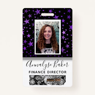 Stars Marble Professional CNA Nurse Photo Name Badge