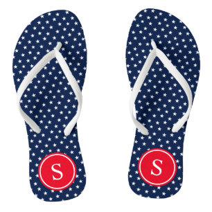 Stars Monogram in Navy & Red Flip Flops