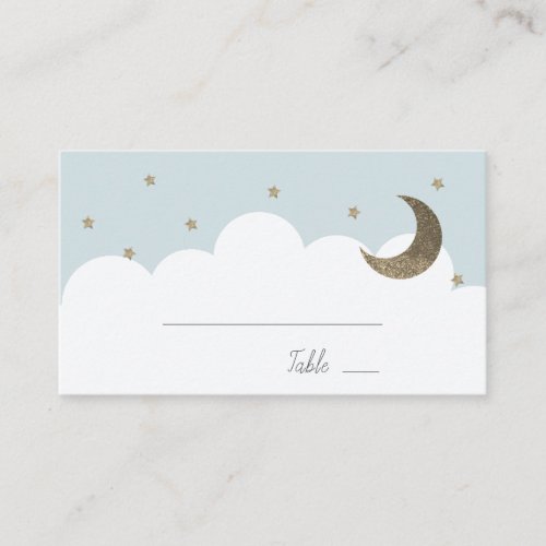 Stars  Moon Baby Blue Boy Place Card