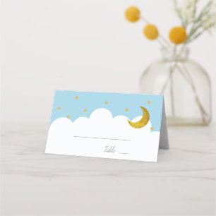 Stars & Moon Baby Blue Boy Place Card