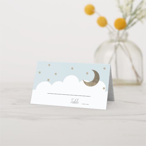 Stars  Moon Baby Blue Boy Place Card