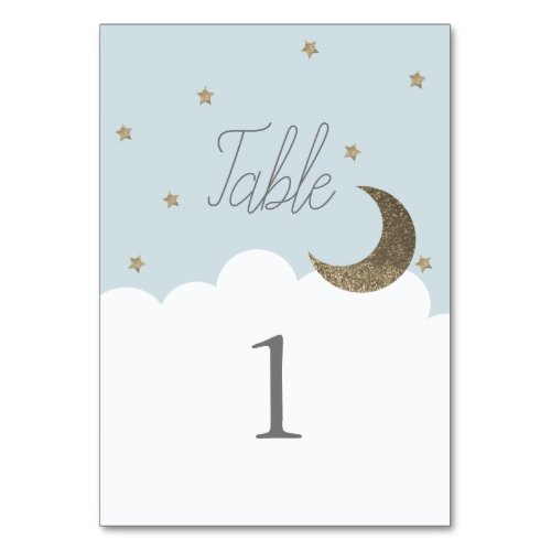 Stars  Moon Baby Blue Boy Table Number