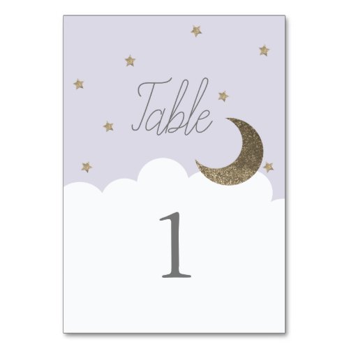 Stars  Moon Baby Lilac Table Number