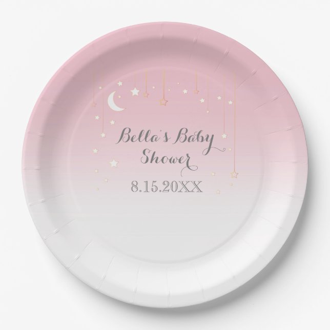 Stars Moon Baby Shower Paper Plates (Front)