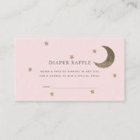 Stars & Moon Baby Shower Pink Diaper Raffle Ticket Enclosure Card