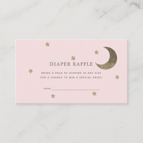 Stars  Moon Baby Shower Pink Diaper Raffle Ticket Enclosure Card