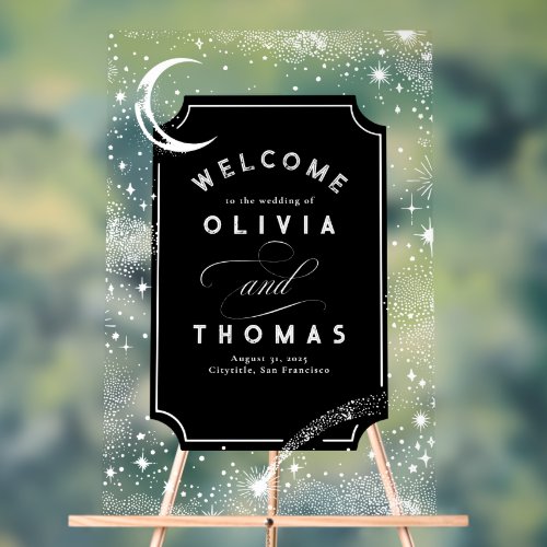 Stars Moon Celestial Acrylic Wedding Welcome Sign