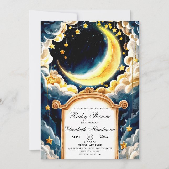 Stars Moon Celestial Baby Shower Invitation (Front)