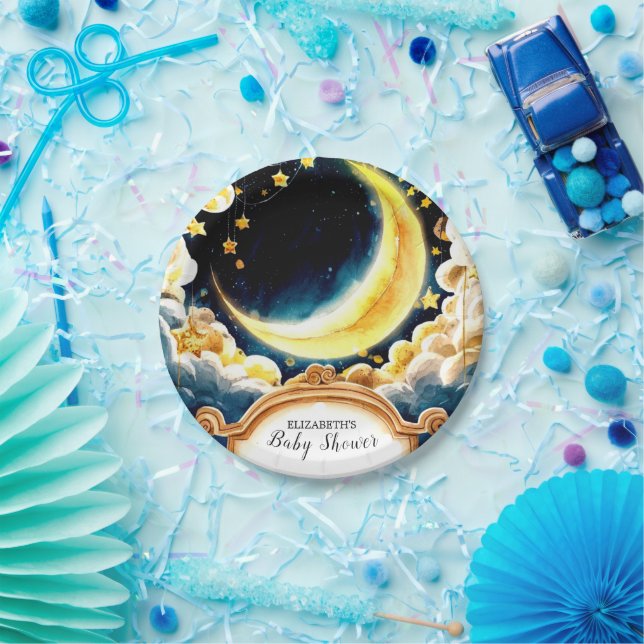 Stars Moon Celestial Baby Shower Paper Plates (Party)