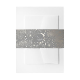 Stars Moon Celestial Mystical Wedding Invitation Belly Band