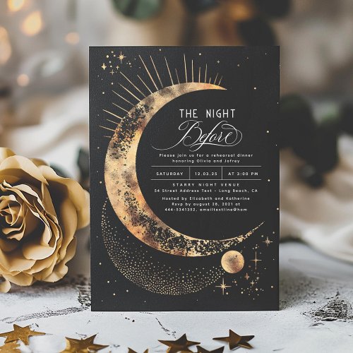 Stars Moon Celestial Night Rehearsal Dinner Invitation