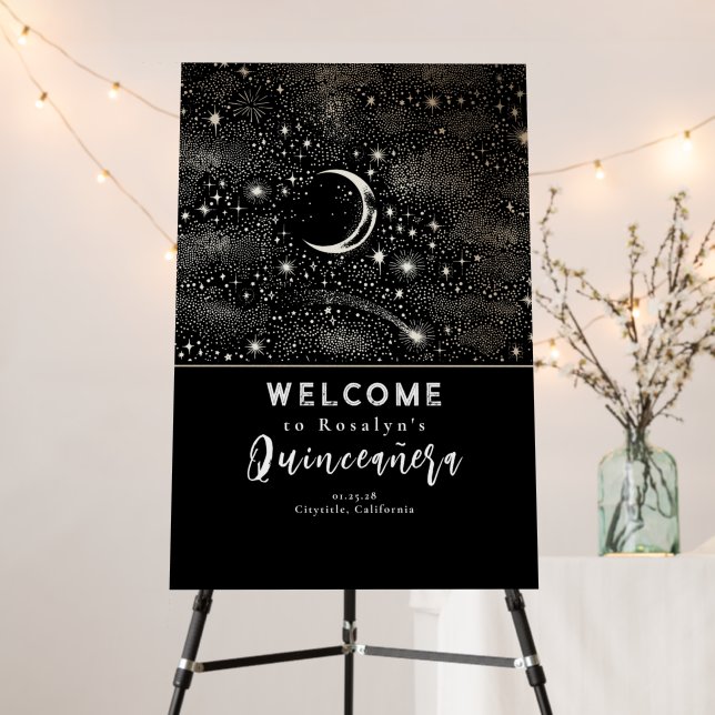 Stars Moon Celestial Quinceanera Welcome Sign (In Situ (Stand))