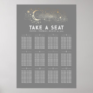 Stars Moon Celestial Wedding Seating Chart
