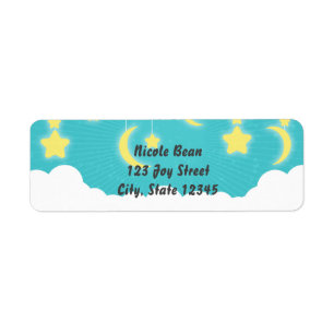 Stars Moon & Clouds Baby Shower Address Labels