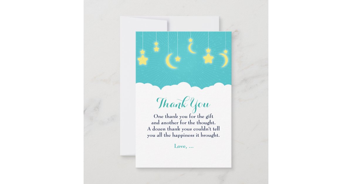 Stars Moon Clouds Baby Shower Thank You Card Zazzle Com
