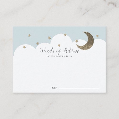 Stars Moon  Clouds Blue Baby Shower Advice Cards