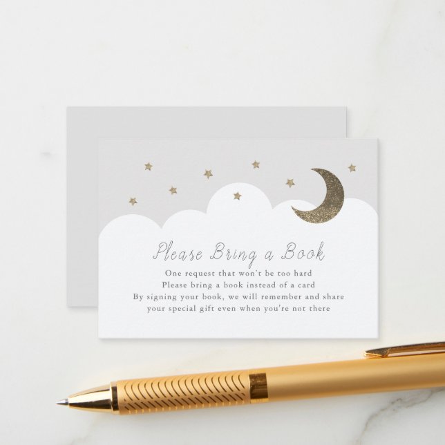 Stars, Moon & Clouds Gray Please Bring a Book Card (Front/Back In Situ)