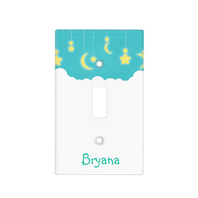 Stars Moon & Clouds Nursery Light Switch Cover (Front)