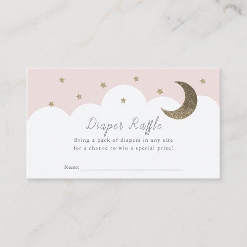 Stars Moon  Clouds Pink Diaper Raffle Ticket Encl Enclosure Card