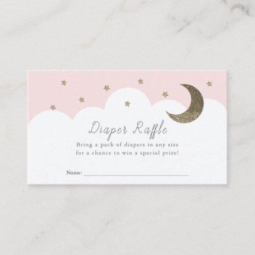 Stars Moon  Clouds Pink Diaper Raffle Ticket Enclosure Card