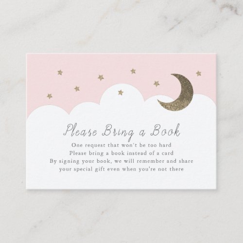 Stars Moon  Clouds Pink Please Bring a Book Card