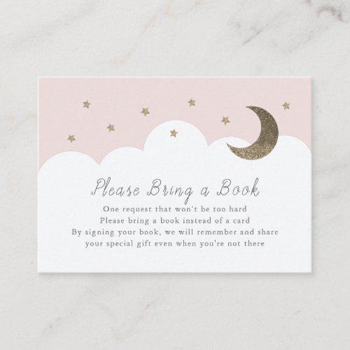 Stars Moon  Clouds Pink Please Bring a Book Card