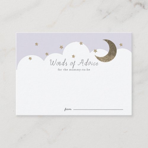 Stars Moon Clouds Purple Baby Shower Advice Cards