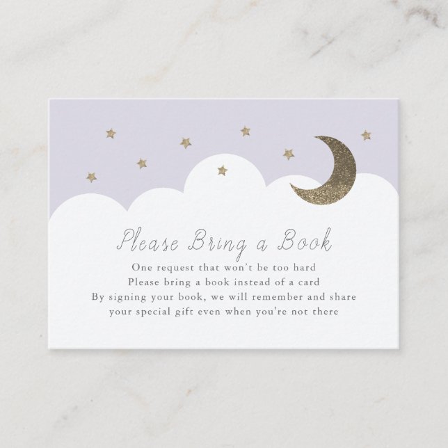 Stars Moon & Clouds Purple Books for Baby Card (Front)