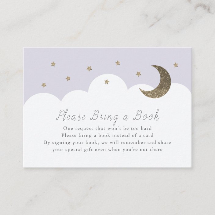 Stars Moon & Clouds Purple Books for Baby Card | Zazzle.com