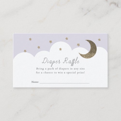 Stars Moon  Clouds Purple Diaper Raffle Ticket Enclosure Card