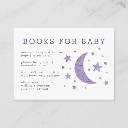 Stars Moon Lavender Baby Shower Book Request Card
