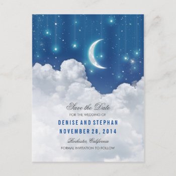 Stars & Moon Lights Save The Date Postcards by jinaiji at Zazzle