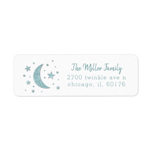 Stars Moon Mint Baby Shower Label