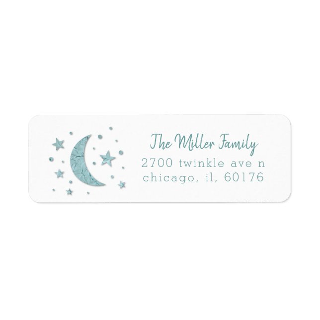 Stars Moon Mint Baby Shower Label (Front)
