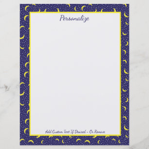 Stars & Moon Navy Blue & Gold Pattern Personalize