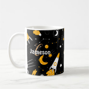 Stars Moon Night Sky Outer Space Rocket Coffee Mug