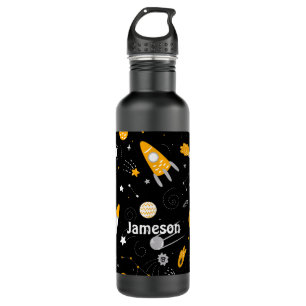 Stars Moon Night Sky Outer Space Rocket Stainless Steel Water Bottle