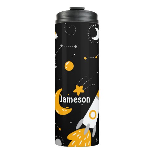 Stars Moon Night Sky Outer Space Rocket Thermal Tumbler