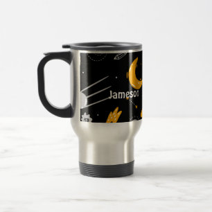 Stars Moon Outer Space Rocket Travel Mug