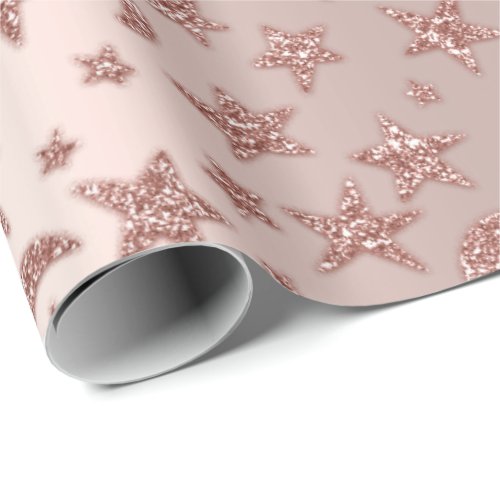 Stars Moon Skinny Rose Blush Sparkly Pastel VIP Wrapping Paper