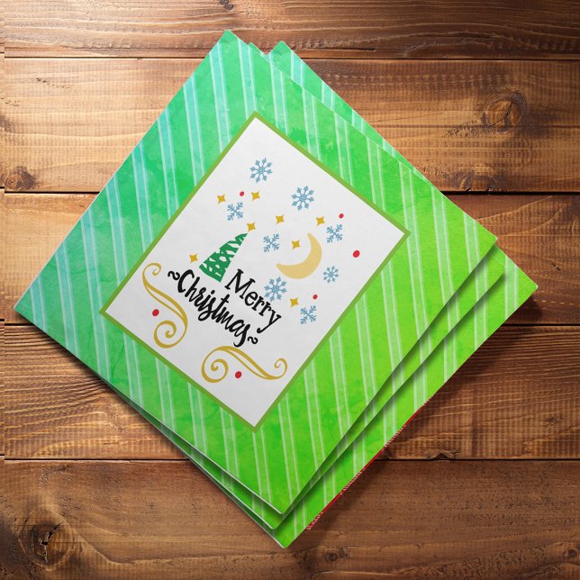 Stars, Moon, Snowflakes, and Merry Christmas Cloth Napkin (Stars, Moon, Snowflakes, and Merry Christmas Cloth Napkin)