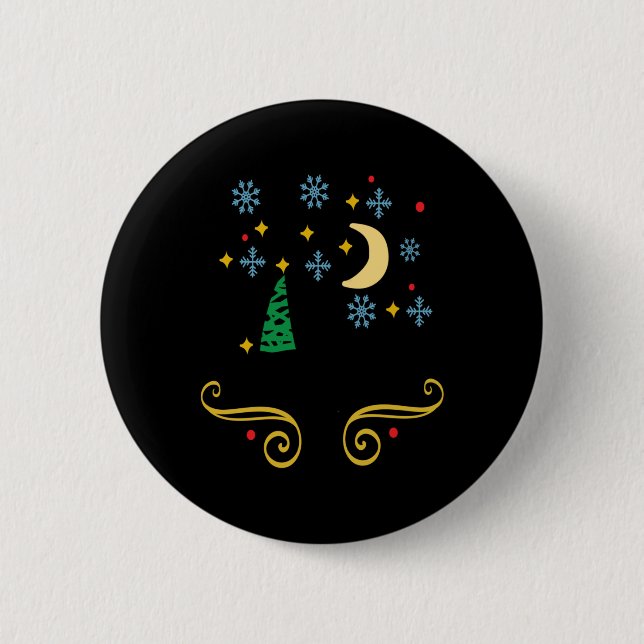 Stars Moon Snowflakes And Merry Christmas Kids T S Button (Front)