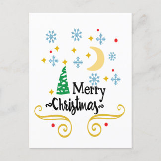 Stars, Moon, Snowflakes, and Merry Christmas, ZSSG Holiday Postcard