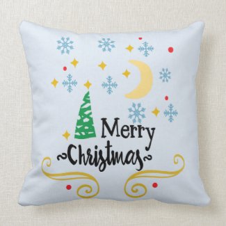 Stars, Moon, Snowflakes, and Merry Christmas, ZSSG Throw
Pillow