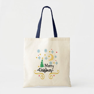 Stars, Moon, Snowflakes, and Merry Christmas, ZSSG Tote Bag