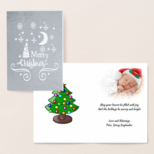 Stars, Moon, Snowflakes, Christmas Silver, ZSSG Foil Card (Display)