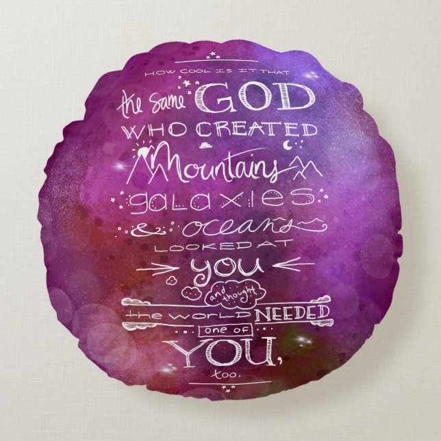 Stars moon space nursery astrology astronomy art round pillow (Front)