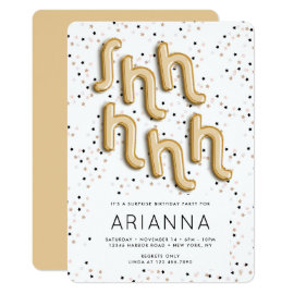 Stars n Gold Foil Balloon Type Surprise Birthday Invitation