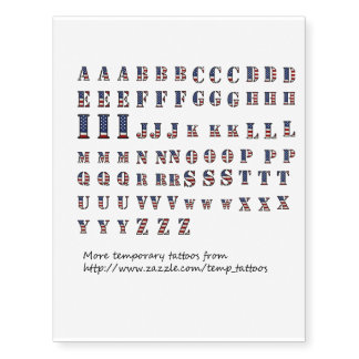 Stars n Stripes letters Temporary Tattoos