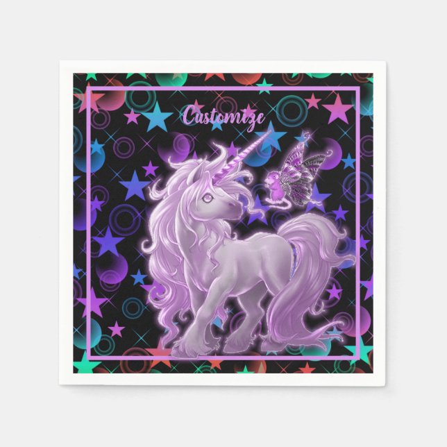 Stars 'n Stuff Pink Unicorn Napkins (Front)